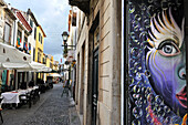 Painted doors of Santa Maria street in the old town, Funchal, Madeira island, Atlantic Ocean, Portugal