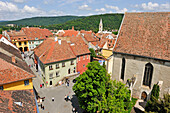 View over the Old Town from the Clock Tower, Sighisoara, UNESCO, Transylvania, Romania