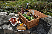 Picnic hamper prepared by Connemara Organic Seaweed in village on Lettermullan island, Connemara, County Galway, Connacht, Republic of Ireland