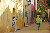 Sandy alley at Ile de Goree (Goree Island), UNESCO, Dakar, Senegal, West Africa