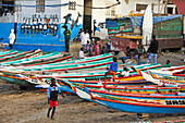 Fishing dugout boats on beach, Ngor village, Pointe des Almadies, Dakar, Senegal, West Africa