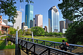 Hobby Center pedestrian bridge in the Buffalo Bayou Park, Houston, Texas, United States of America