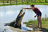 Young woman working at Gator Country Wildlife Adventure Park, Beaumont, Texas, United States of America