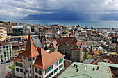 Blick vom Turm der Kathedrale von Notre Dame, Lausanne, Kanton Waadt, Schweiz