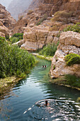 Wadi Shab, canyon near Tiwi, Sultanate of Oman, Arabian Peninsula