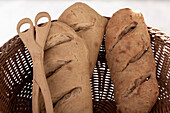 Fresh bread for sale at Marche Aux Fleurs (flower market), Cours Saleya, Nice, UNESCO, Alpes Maritimes, French Riviera, Provence, France