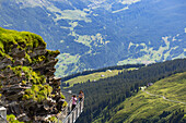 Couple at First Cliff Walk, First, Jungfrau Region, Bernese Oberland, Switzerland