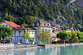 Buildings along Aare River, Interlaken, Bernese Oberland, Switzerland