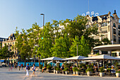 Outdoor cafe in Sechselautenplatz, Zurich, Switzerland