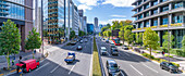 View of traffic and highrise buildings in the Akasaka District of Minato, Minato City, Tokyo, Honshu, Japan