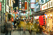 View of Kabukicho neon lit street at night, Shinjuku City, Kabukicho, Tokyo, Honshu, Japan