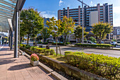 View of street leading to Kanazawa station, Kanazawa City, Ishikawa Prefecture, Honshu, Japan