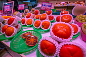 View of fresh fruit on stall in Omicho Market, Kanazawa City, Ishikawa Prefecture, Honshu, Japan