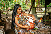 Portrait of Meliza Ande, Guayusa Upina Ceremony, Sinchi Warmi, Amazonia, Napo Province, Ecuador