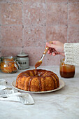 Carrot and orange bundt cake with caramel