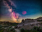 Milky Way core over badlands
