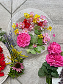 Edible flowers: rose and begonia