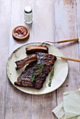 Grilled ribs with BBQ sauce