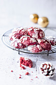 Red velvet crinkle cookies with beetroot powder