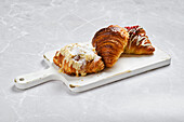 Croissant trio: almond, chocolate, raspberry