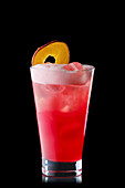 Clover Club Cocktail with dried apple slice