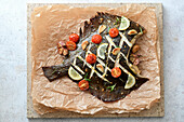 Baked turbot