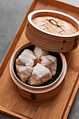 Chinese baozi steamed noodles with pork filling