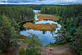 Aerial view of beautiful Ozero Berestovoye in the tranquil wilderness of Karelia,Russia