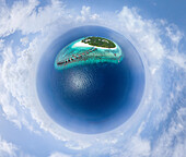 Aerial planet view of Park Hyatt,Gaafu Alifu Atoll,Maldives archipelagos