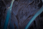 Aerial view of glacier rivers and abstract patterns,Myrdalshreppur,Iceland