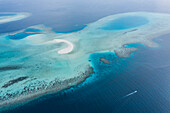 Aerial view of Banco de Areia Topzera and Felidhu Atoll on Maldives archipelagos
