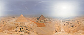 Luftaufnahme der Großen Pyramide von Gizeh, der größten der ägyptischen Pyramiden in einem Komplex, Ägypten