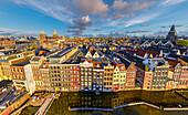 Panoramic aerial view of Amsterdam residential district along the canals,The Netherlands