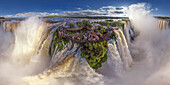 Aerial view of tourists admiring the Iguazu falls,Argentina,Brazil