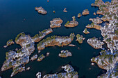 Aerial view of Lake Hibara at sunset,a geothermal and volcanic lake in Bandai-Asahi National Park,Yama District,Fukushima,Japan