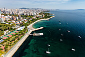 Aerial view of Caddebostan district on the Marmara Sea coast of the Asian side of Istanbul,Turkey
