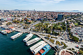 Aerial view of Kadikoy district on the Marmara Sea coast of the Asian side of Istanbul,Turkey