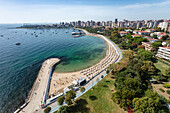 Aerial view of beach and park in Caddebostan district on the Marmara Sea coast of the Asian side of Istanbul,Turkey