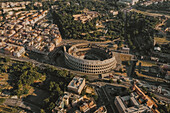 Aerial view of amphitheatre Colosseum in Rome,Italy