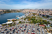 Aerial view of Kadikoy district on the Marmara Sea coast of the Asian side of Istanbul,Turkey