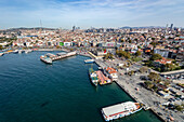 Aerial view of Kadikoy district on the Marmara Sea coast of the Asian side of Istanbul,Turkey