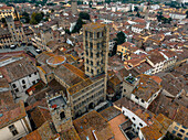 Aerial view of medieval old town with charming rooftops and historic architecture,Arezzo,Italy