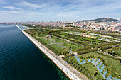 Aerial view of park in Maltepe district on the Marmara Sea coast of the Asian side of Istanbul,Turkey