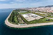 Aerial view of park in Maltepe district on the Marmara Sea coast of the Asian side of Istanbul,Turkey