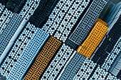 Aerial view of abstract beer barrels stored in rows,Leuven,Belgium