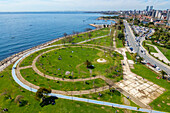 Aerial view of park in Suadiye district on the Marmara Sea coast of the Asian side of Istanbul,Turkey