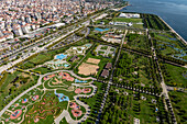 Aerial view of park in Maltepe district on the Marmara Sea coast of the Asian side of Istanbul,Turkey