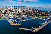 Aerial view of Kalamis Marina on the Marmara Sea coast of the Asian side of Istanbul,Turkey
