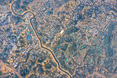 Aerial view of a huge refugee camp with makeshift houses near Myanmar border,Kutupalong Rohingya camp near Ukhia town,Bangladesh