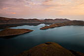 Aerial view of mountain peak at sunset,Lake Argyle,Western Australia